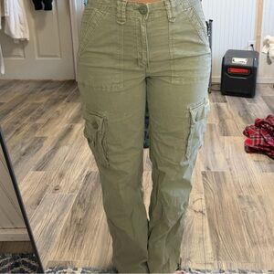 American Eagle Outfitters Green Flare Cargo Jeans
